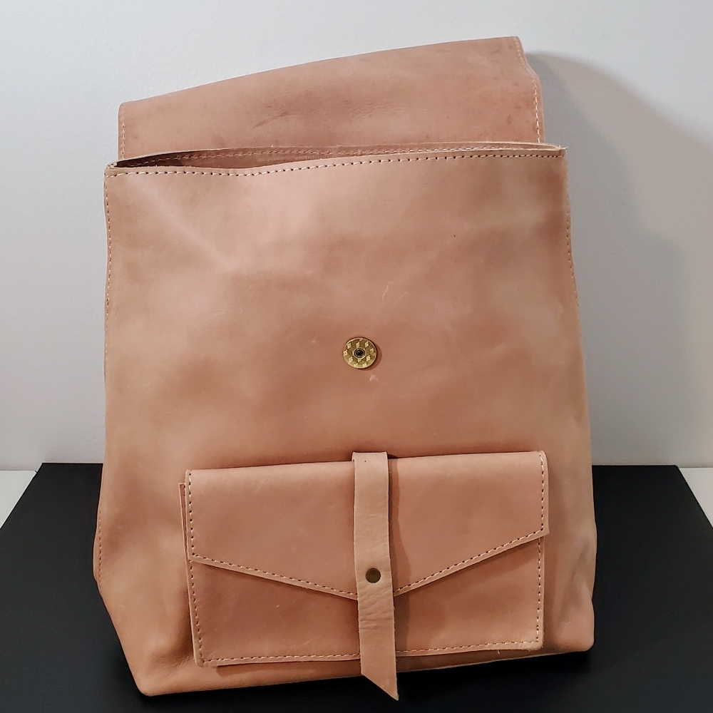NWT Raven + Lily Magnolia Mini Blush Traveler Backpack Vachetta Leather - Picture 5 of 11